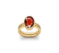 INDIA MADE Anello regolabile in oro placcato oro da 5,25 Ratti da 4,00 carati, con pietra naturale di Hessonite Gomed AA+, per uomo e donna (B0DK7GYS47