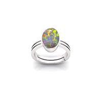 INDIA MADE Anello regolabile per uomini e donne, con opale di fuoco bianco Panchdhatu da 9 carati, qualità A certificata naturale (non riscaldata), non riscaldata, non trattata, anello regolabile