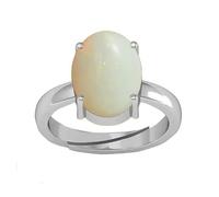 INDIA MADE Anello regolabile placcato in argento con opale di fuoco Rashi Ratan bianco da 12,00 carati 13,25 Ratti B0CXM6735G