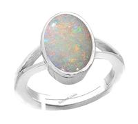 INDIA MADE Anello regolabile placcato in argento con opale di fuoco Rashi Ratan bianco da 12,60 Ratti da 11,00 carati, per uomini e donne - B0CXMCT4XV