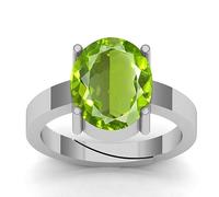 INDIA MADE Anello regolabile placcato in argento con peridoto verde naturale certificato da 4,25 ratti, 3,50 carati, per uomini e donne, B0CX12NWXF