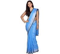 INDIA MADE Bhagalpuri Handloom - Sari da donna in lino fiammato con camicetta a contrasto Piece-9235, Multicolore, taglia unica
