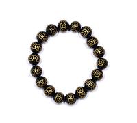 INDIA MADE Braccialetto portafortuna naturale intagliato in onice nero certificato in laboratorio, amuleto, buona fortuna, forza, ricchezza, relazione, allentamento, reiki, astrologia, gioielli alla