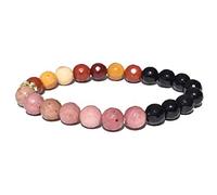 INDIA MADE Bracciali di pietra per l'armonia in relazione rodocrosite, mookaite, tormalina nera 8 mm perla naturale easing cristallo Reiki chakra pietra.-B08BP1J9JK
