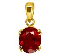 INDIA MADE Ciondolo in argento placcato oro Ashtadhatu con rubino naturale certificato da 8,25 Ratti da 7,70 carati, qualità A+ certificata (R05) -B0DQYH5W6G, argento, zaffiro sintetico, Argento