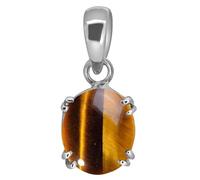 INDIA MADE Lab - Ciondolo a forma di occhio di tigre, occhio di tigre, occhio di tigre naturale certificato da 7,50 carati, placcato argento, per uomini e donne, certificato B0C41N1DX2