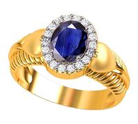 INDIA MADE Laboratorio da 11,00 carati, non riscaldato, non trattato, Aaa+, anello in oro con zaffiro blu naturale Neelam, regolabile, per donne e uomini S-B0BX4DZ72T