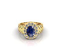 INDIA MADE Laboratorio da 11,00 carati, non riscaldato, non trattato, Aaa+, qualità naturale zaffiro blu Neelam, anello regolabile in oro con pietra preziosa per donne e uomini S-B0BX49MVRM