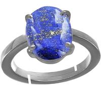 INDIA MADE Lajward Lazward Lazward - Anello regolabile rivestito in argento con lapislazzuli naturale originale da 12,58 carati, con certificato di laboratorio, B0CVTZYKJM