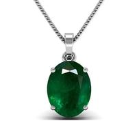INDIA MADE Medaglione con ciondolo placcato in argento color panna con smeraldo naturale verde certificato 13.00 Ratti per uomini e donne-B0DJYDMTW1
