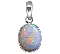 INDIA MADE Medaglione placcato argento con opale naturale certificato 3,25 Ratti 2,55 carati di qualità Aa++ (opale australiano) certificato da laboratorio certificato B0CW33J9BL