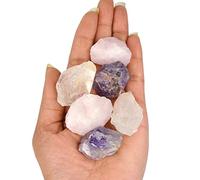 INDIA MADE Natural Mind Body Soul Rough, Ametista ruvida, quarzo rosa ruvido, quarzo trasparente, pietra grezza, pietre grezze di protezione, pietre Reiki. -B09PQCS6ZN