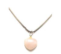 INDIA MADE Naturale chiaro cristallo verde quarzo rosa a forma di cuore colore rosso chiaro gemme gioielli catena utilizzata per il tradizionale easing Reiki Set per donne e uomini-B07N8399YH