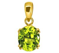 INDIA MADE Pendente/medaglione placcato in oro con pietra di peridoto naturale di alta qualità certificata 11,25 Ratti/10,55 carretto di qualità certificata in laboratorio, qualità B0BV722LKL