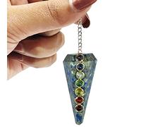INDIA MADE Pendolo naturale lapislazzuli rabdomante 7 chakra, 6/sei pietre di cristallo sfaccettate rabdomanzia per facilitare le pietre preziose (colore: multi)-B0BLK2388X