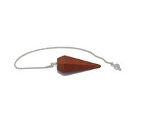 INDIA MADE Pendolo per rabdomanzia sfaccettato in diaspro rosso con catena e cristallo di quarzo spathic Beads rabdomante che scrying Reiki Chakra Healing-B0CC63KKPV, argento, zaffiro creato, Argento