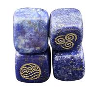 INDIA MADE Pietra di cristallo naturale lucidata quattro elementi incisi rune gemma - blu-B0CFYDPK9N
