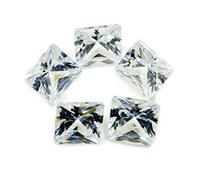 INDIA MADE Pietra preziosa di zircone cubico bianco certificata in laboratorio totale 20-25 ct 5 pezzi lotto taglio principessa Ratan Stone-B07ZHC22H3