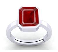 INDIA MADE Prajapatis 3.25 Ratti naturale Birmania Rubino Manik sciolto gemma anello placcato argento regolabile per donne e uomini S-B08VZ3QC9L, argento, zaffiro creato, Argento, Zaffiro sintetico