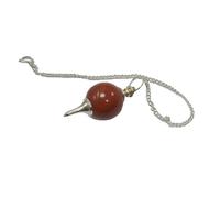 INDIA MADE Ps-B0CR7P2ZRR - Pendolo a sfera in diaspro rosso, pietra di rabdomanzia, per reiki, con catena a sfera in quarzo trasparente, pendolo rabdomante per l'allentamento del cristallo 1