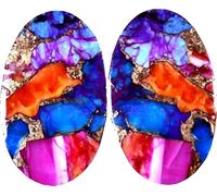INDIA MADE Royal Enterprises-B0B97629QS - Coppia di pietre preziose ovali sfuse da 23,80 ct, colore: Ostrica spinosa, rame, turchese abbinato, cristallo naturale allentante naturale, rilascio della