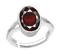 INDIA MADE S-B08TDZVTBH - Anello placcato in argento con pietra naturale certificata Hessonite/granato/Gomed 11,25 ratti/10,50 carati, misure da 15 a 28, per uomo e donna