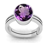 INDIA MADE S-B09XQFDJXF - Anello regolabile placcato in argento con ametista naturale Katela da 12,25 Ratti da 11,00 carati, non riscaldato, non trattato, qualità Aa++
