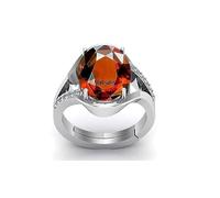 INDIA MADE S-B09YS3M33K - Anello placcato in argento con pietra naturale certificata Hessonite/granato/Gomed 4,25 Ratti / 3,25 carati, misure da 15 a 28, per uomini e donne