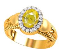 INDIA MADE S-B0BX4BHQTR - Anello placcato oro con zaffiro giallo naturale di qualità 14,25 Ratti da 13,00 carati, non riscaldato, qualità Aa+, per donne e uomini
