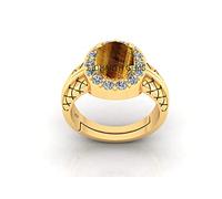 INDIA MADE S-B0BX4D8D2L - Anello placcato in oro astrologico con occhio di tigre naturale da 12,25 ratti con taglio ovale, certificato originale per uomini e donne
