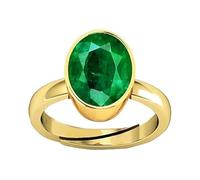 INDIA MADE S-B0DPCQ62VS - Anello regolabile placcato in oro con smeraldo verde naturale certificato da 10,25 ratti, 9 carati, per uomini e donne