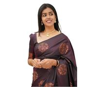 INDIA MADE Sari Per Le Donne Banarasi Kanjivaram Morbido Lichi Seta Jacquard Saree-3788, Multicolore, taglia unica