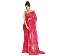 INDIA MADE Self Design Bollywood Cotton Silk Jamdani Saree senza camicetta Piece-3214, Multicolore, taglia unica