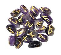 INDIA MADE Set di 25 rune in ametista con alfabeto Futhark anziano inciso, B0DP9W1ZH5