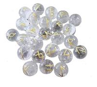 INDIA MADE Set di rune di quarzo trasparente naturale di forma rotonda, 25 pezzi, set one-B08ZNN7ZRB
