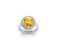 INDIA MADE Sunela, anello con citrino da 11 carati, certificato Sunela, con pietra preziosa naturale naturale a taglio ovale, placcato argento, regolabile, misura 16-24 novembre, unisex, -B09JP69WH5