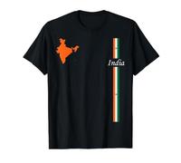 India, Mappa, e, Bandiera, Patriottico, Viaggio, Maglietta con Stampa Grafica Economica