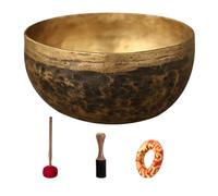 India-Nepal Handmade Singing Bowl 15-20Cm Large Diameter Design Simple Shape Pure Copper Material Sound Pure Suitable For Yoga Meditation And Decoration With Washers And(Un Colore - 17-18 Cm)