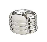 IndiaBigShop Piatto da Pranzo Rotondo in Acciaio Inox 4 Scomparti Thali, 11 Pollici - Set 4