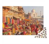 Indian Bazaar 1000 Pezzi Puzzle Riciclato Taj Mahal Puzzle per Persone Anziane Accessori per Gioco di Puzzle for Family And Friends Birthdays Great Gift 52x38cm/1000pcs