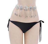 Indian Body Metal Belly Dance Dress Belt Chains Long Tassel Carved Flower Waist Chain Women