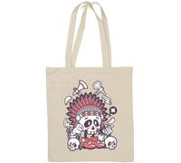 Indian Chief Skull Tomahawk Peace Pipe Borsa in cotone naturale bianco