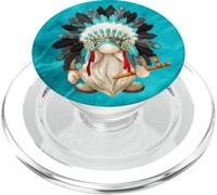 Indian Chief With Peace Pipe Feather Headdress Unique Gnome PopSockets PopGrip per MagSafe