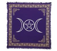 Indian Consigners Alter Square per luoghi sacri con tripla luna dea pentagramma luna e altare (viola, 91 x 91 cm)