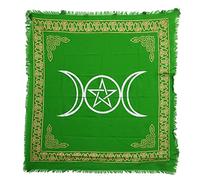Indian Consigners Bellissimo Alter Square per luoghi sacri con tripla dea pentagramma luna e altare (verde parot, 91 x 91 cm)