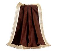 Indian Consigners Panno di velluto marrone con bordo lucido dorato, Aasan, Alter, Altar, Tarocchi Tovaglia Sacra Piazza
