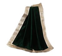 Indian Consigners Panno di velluto verde con bordo lucido dorato, Namaaz, panno musulmano, Aasan, Alter, Altare, Tarocchi Tovaglia Sacra Tovaglia