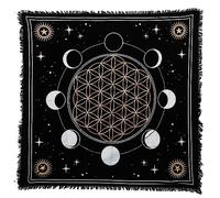 Indian Consigners Panno per altare fasi lunari, sole, stelle e luna, universo, stregoneria, alterazione, tarocchi, spalmare, panno superiore Wicca quadrato spirituale 36 x 36 sacro (fasi lunari)