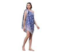INDIAN CRAFT CASTLE, Pareo lungo e avvolgente da donna in 100% cotone, con stampa a blocchi di colore realizzati a mano, Blu e bianco., 73" x 44"