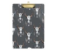 Indian Crazy Buffalo Skulls Over The Bed clipboard Trasparente per Calcio Softball Coaching Dimensioni 9 x 12.5 Tabla para escribir